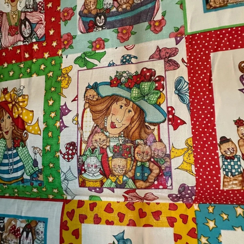 Elizabeth's Studio Cat Lady Alma Lynn Cotton Fabric Panel 23x44 Quilting Sewing - Picture 8 of 15